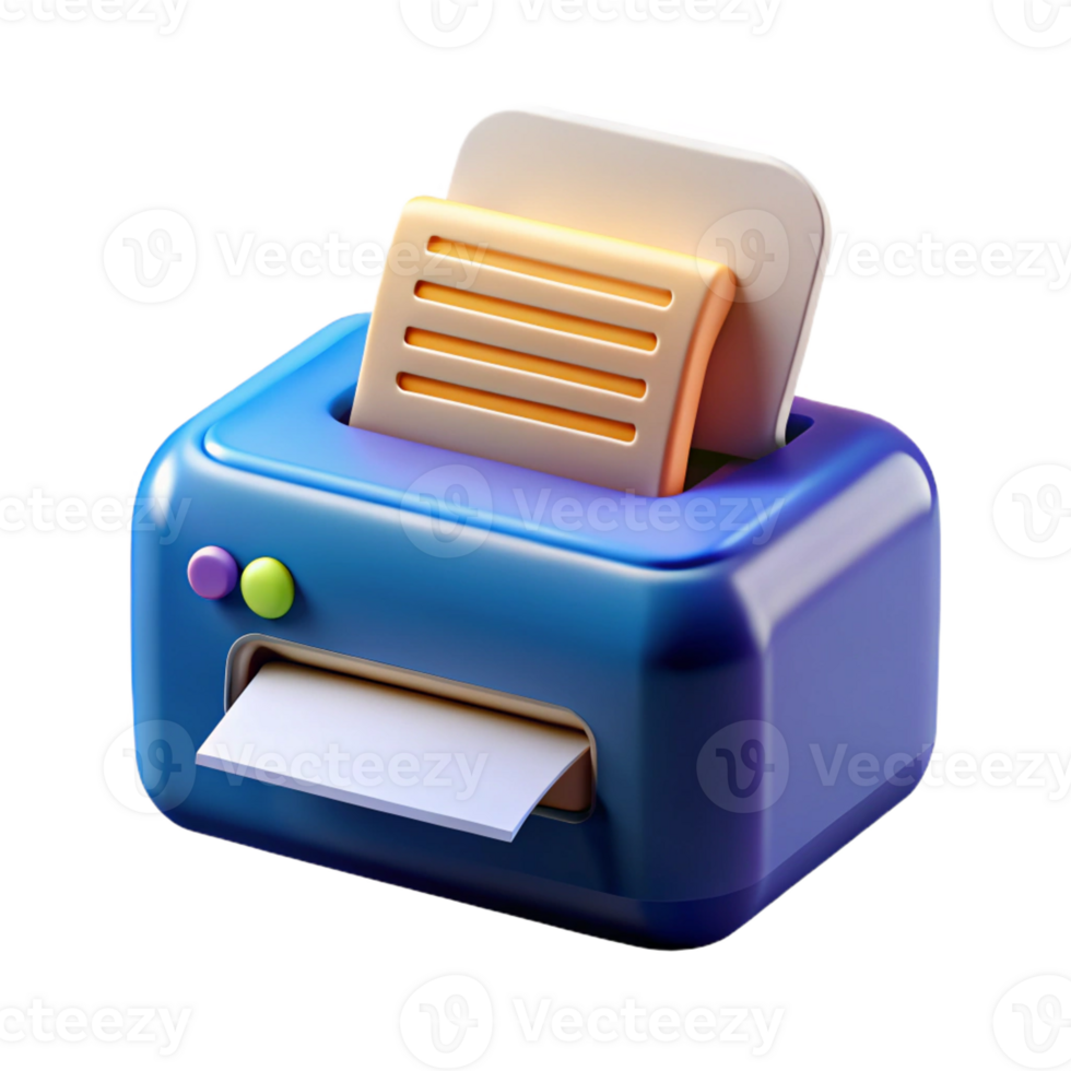 playful mesmerizing Printer printing a document with Transparent Background impeccable png