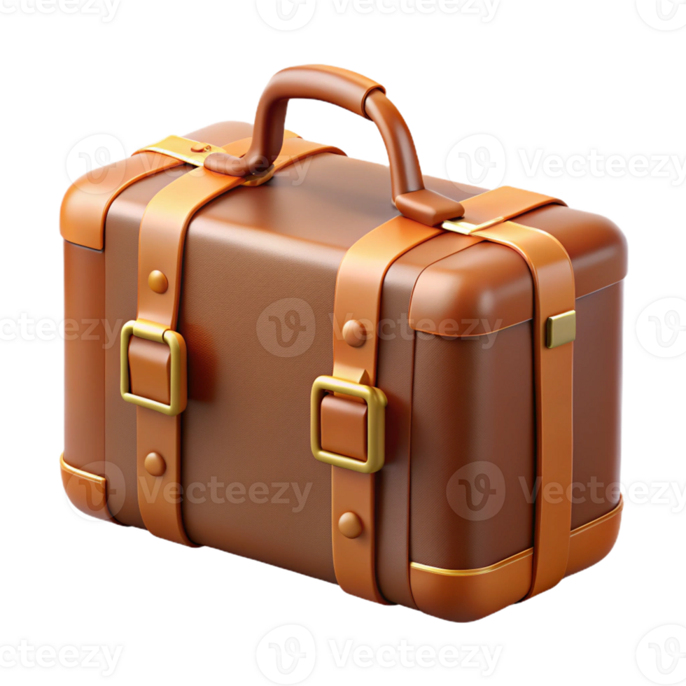 extraordinary renaissance Hyper-specific, photorealistic isolated cutout of a vintage leather suitcase with straps with Transparent Background ultra HD png