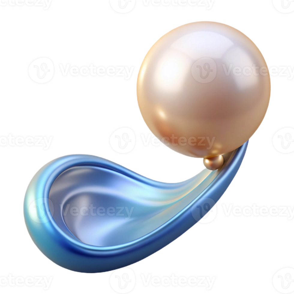 impressive bold mid-century A single pearl transforming into a flowing stream of water with Transparent Background perfect clarity png