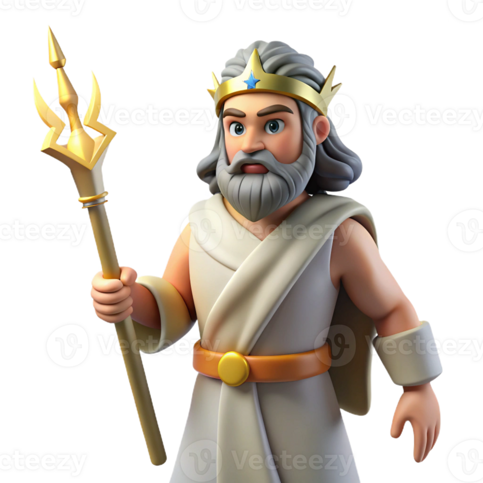 vibrant inspired Zeus, king of the gods, holding a lightning bolt with Transparent Background png