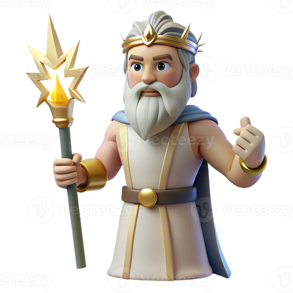 picturesque standout Zeus, king of the gods, holding a lightning bolt with Transparent Background png
