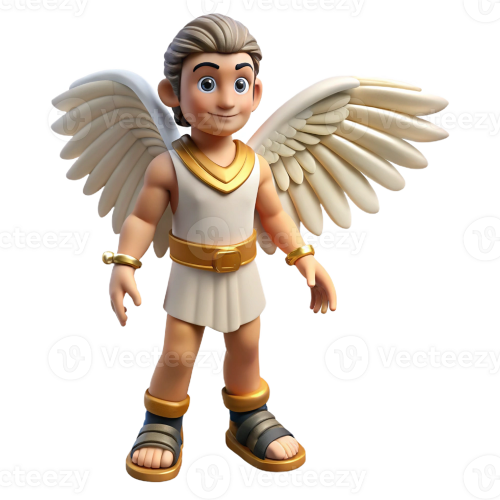 splendid dynamic traditional Hermes, messenger god, wearing winged sandals with Transparent Background exclusive png