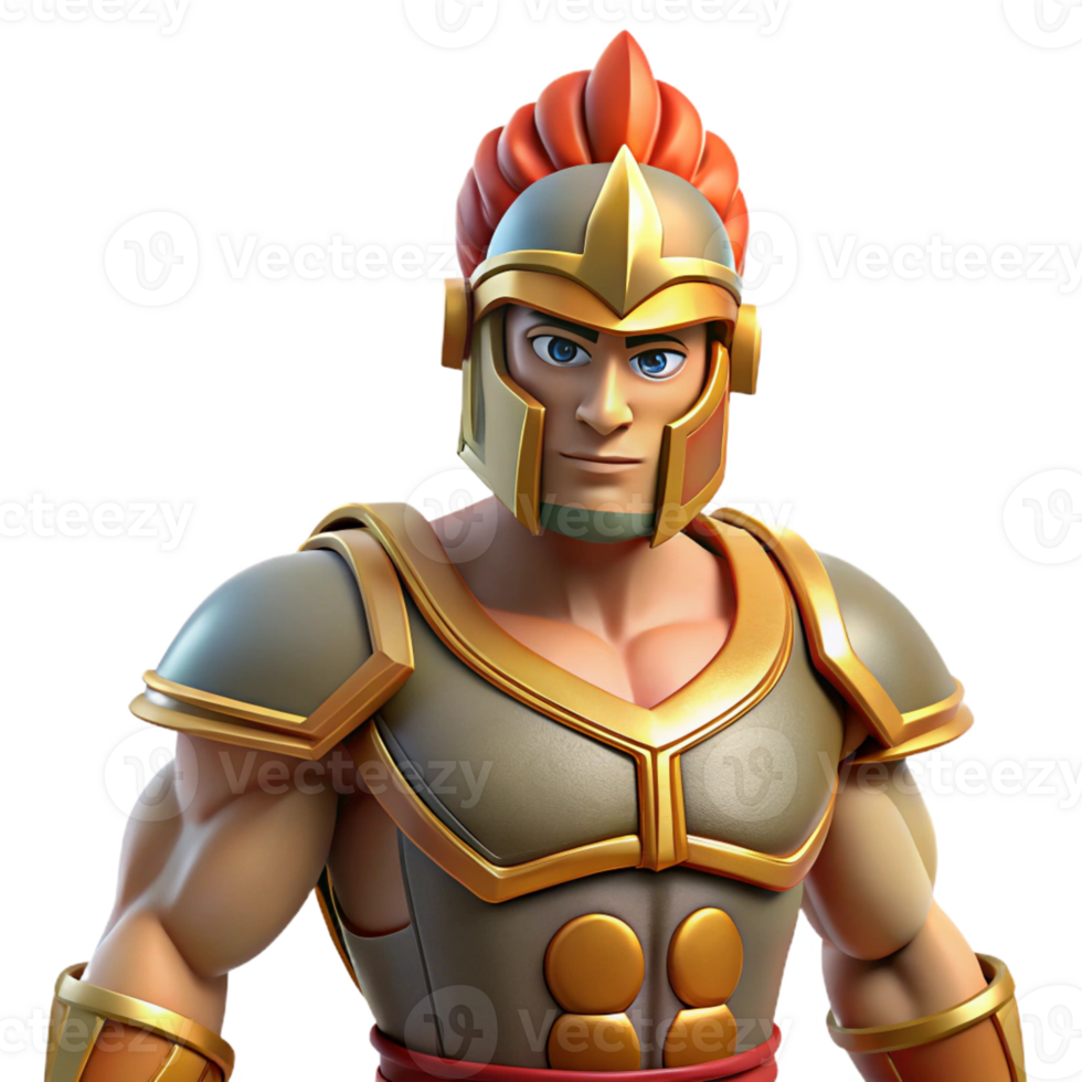 unforgettable contemporary Ares, god of war, in battle armor with Transparent Background original png