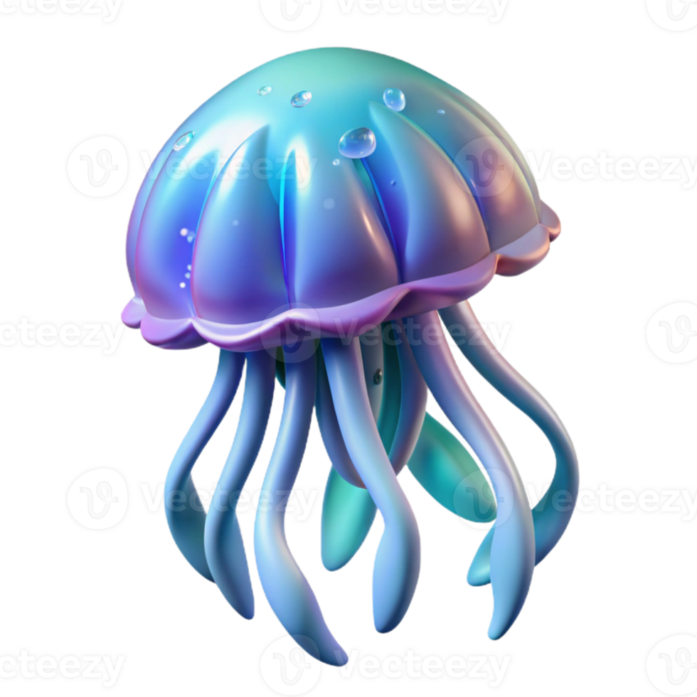 energetic picturesque Ultra-detailed, concept art style, isolated cutout of a single, bioluminescent, fractal-patterned jellyfish with Transparent Background elite png