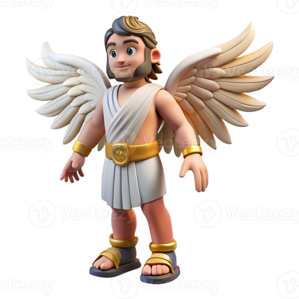 harmonious extraordinary Hermes, messenger god, wearing winged sandals with Transparent Background impeccable png