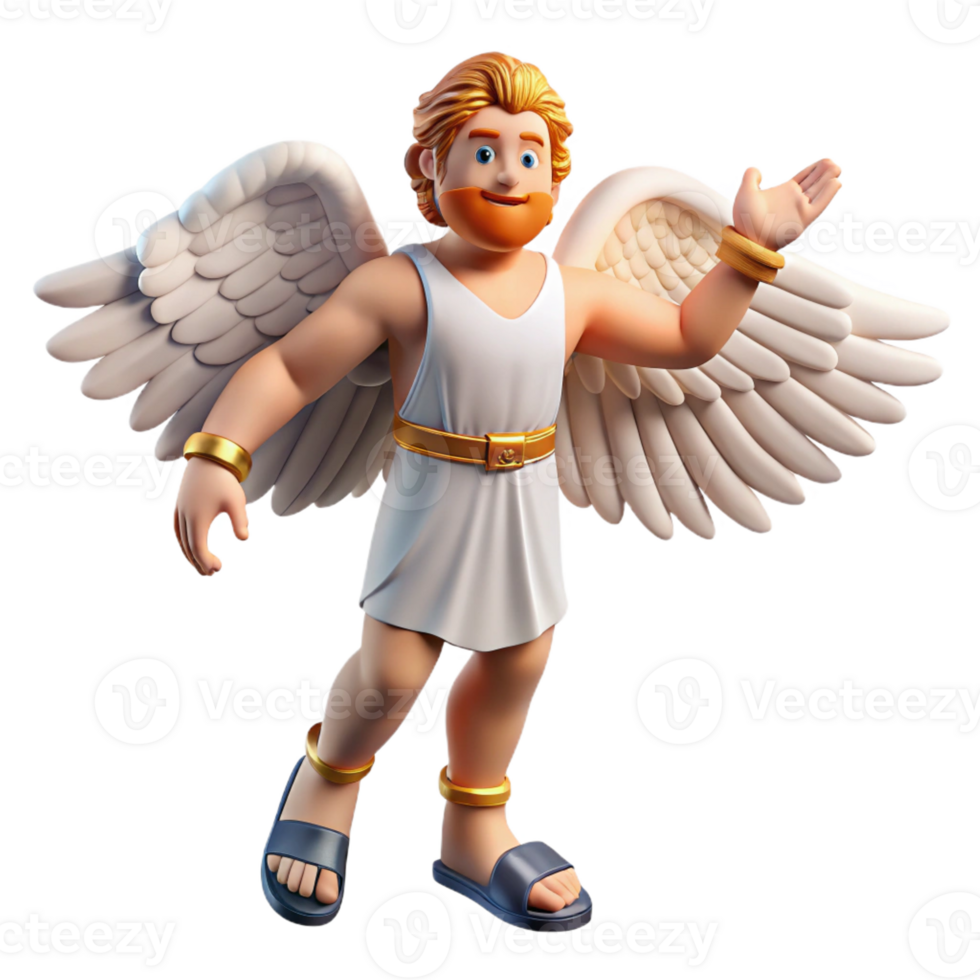 spectacular acclaimed Hermes, messenger god, wearing winged sandals with Transparent Background png