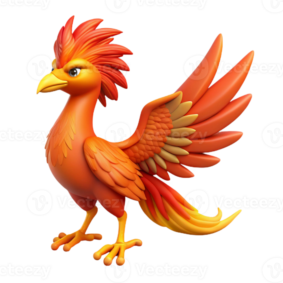 remarkable baroque Phoenix, mythical firebird with Transparent Background flawless png