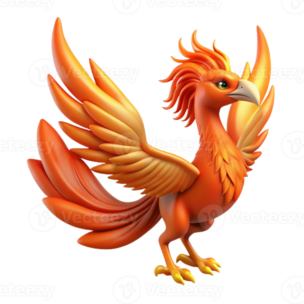 striking industrial Phoenix, mythical firebird with Transparent Background handcrafted png