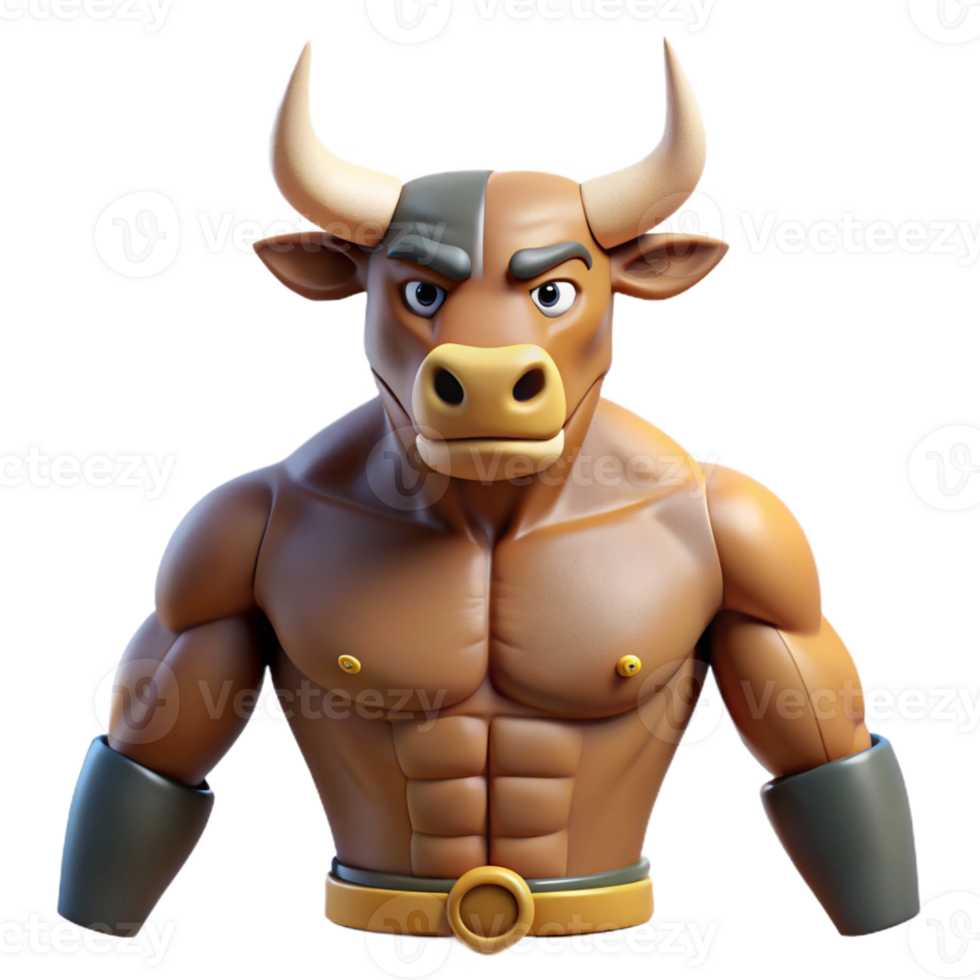 joyful serene Minotaur, half-man, half-bull with Transparent Background professional png