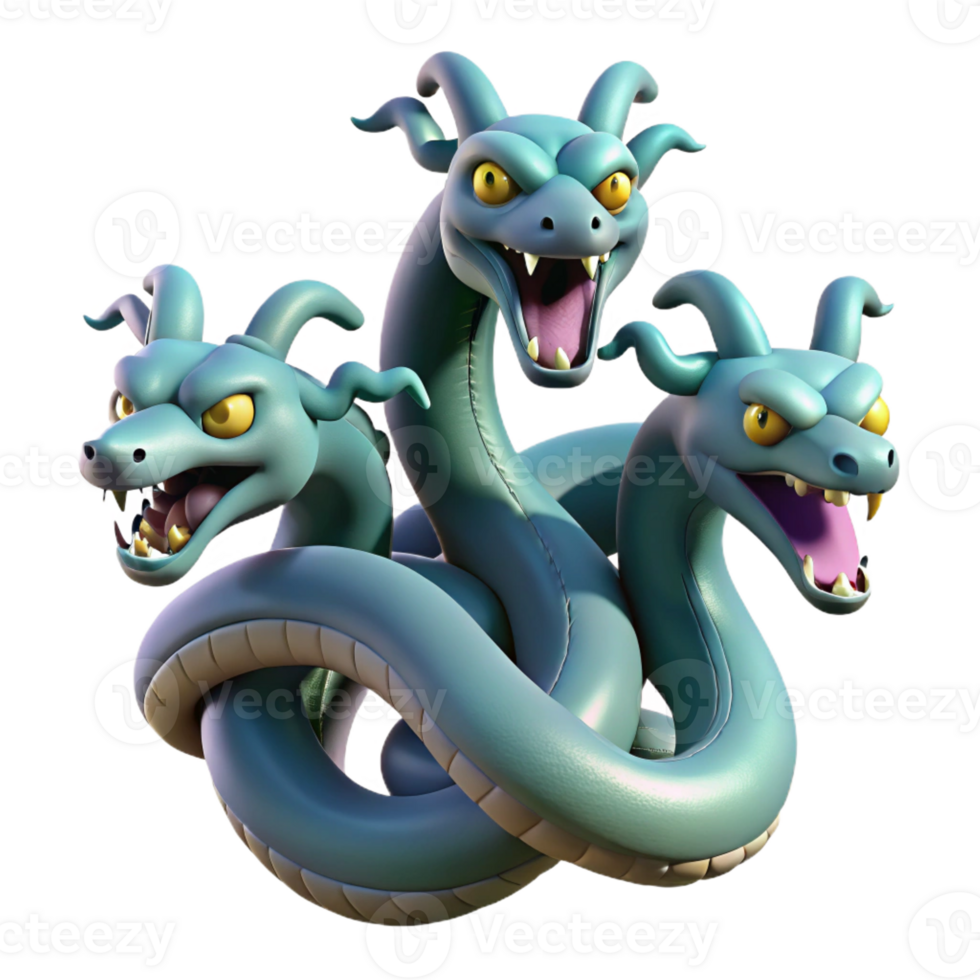timeless minimalist Hydra, multi-headed serpent with Transparent Background 8K png