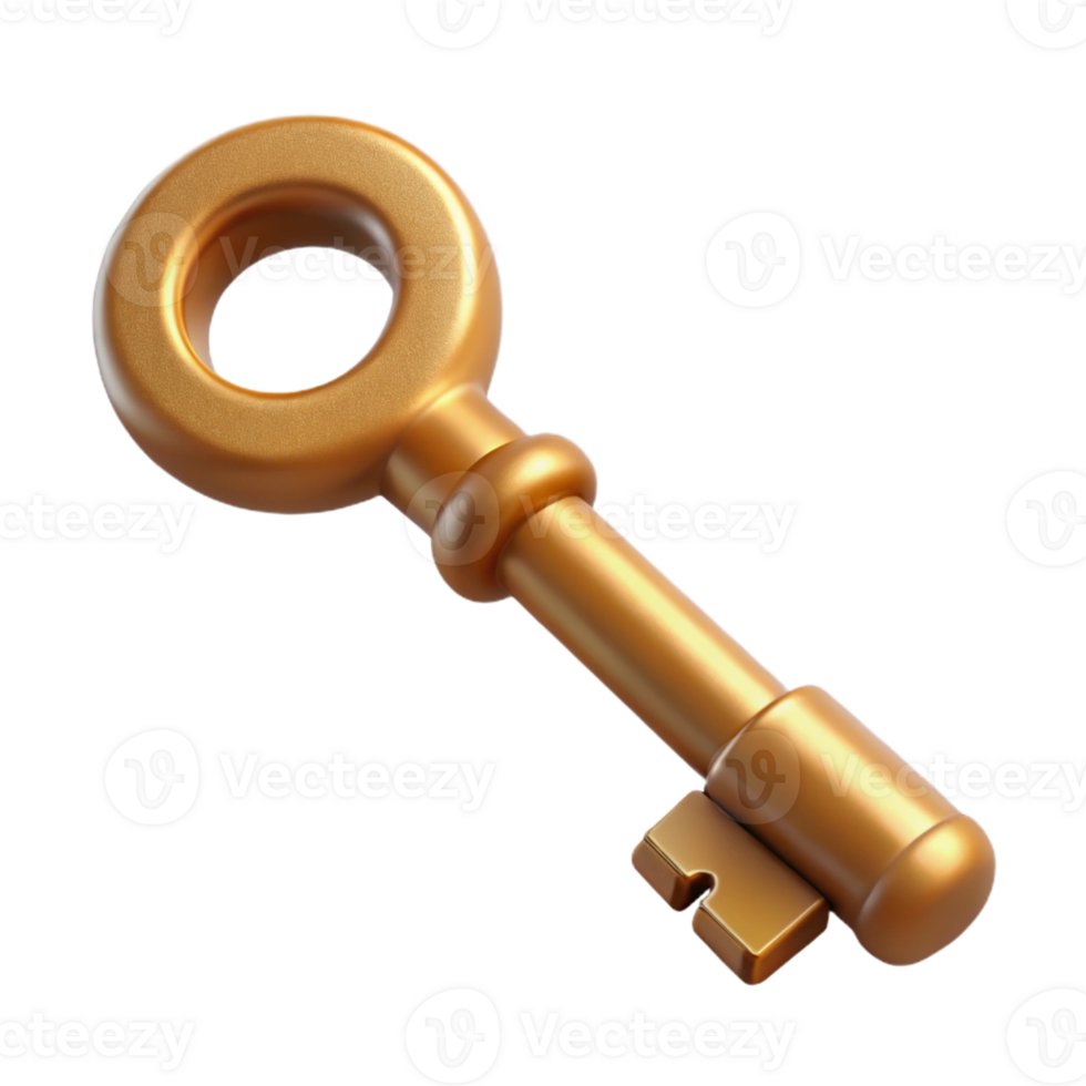 fascinating impressionist Photorealistic, ultra-detailed isolated cutout of a single, antique, skeleton key with Transparent Background gallery standard png