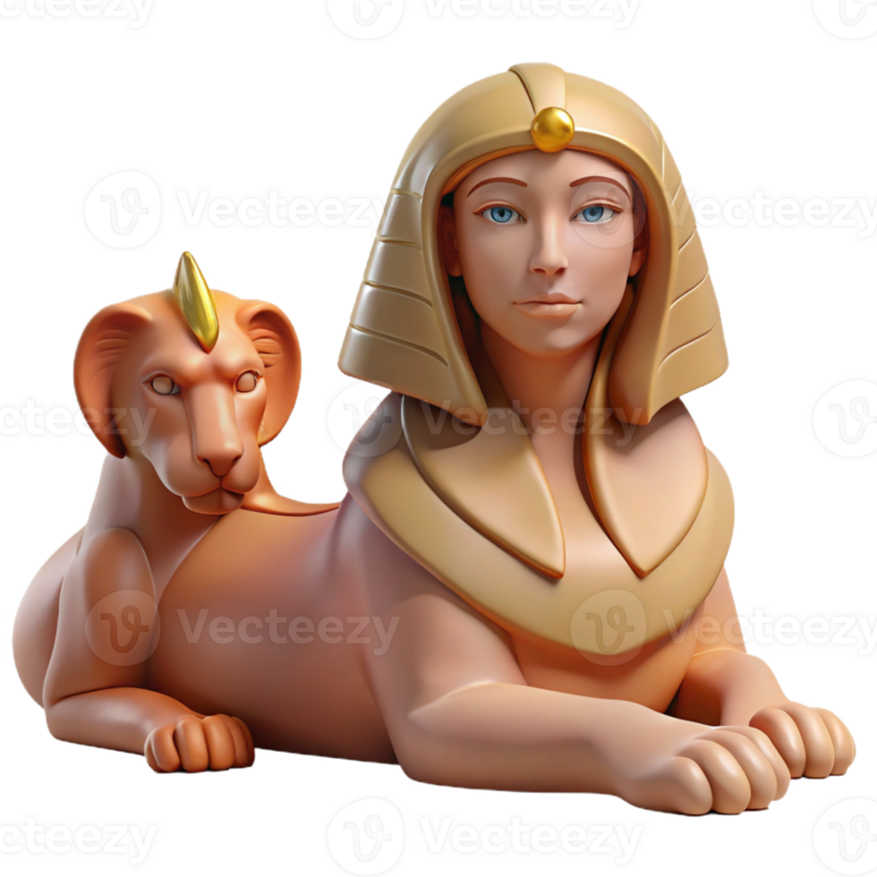 distinctive geometric Sphinx, with a woman's head and a lion's body with Transparent Background precision png