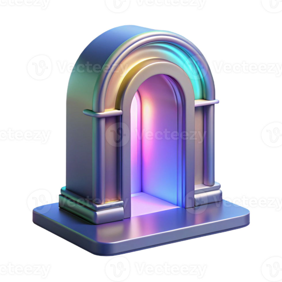 elegant bohemian Concept art style, isolated cutout of a holographic architectural projection of a doorway with Transparent Background artisan png