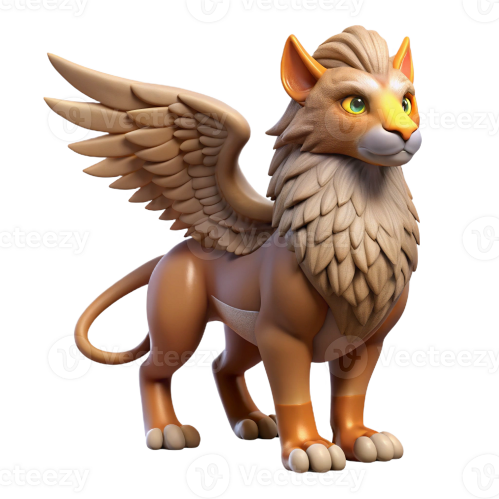 calm spectacular Griffin, eagle-lion hybrid creature with Transparent Background artisan png