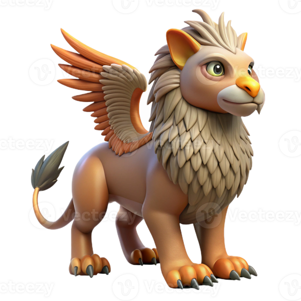 serene coastal Griffin, eagle-lion hybrid creature with Transparent Background studio quality png
