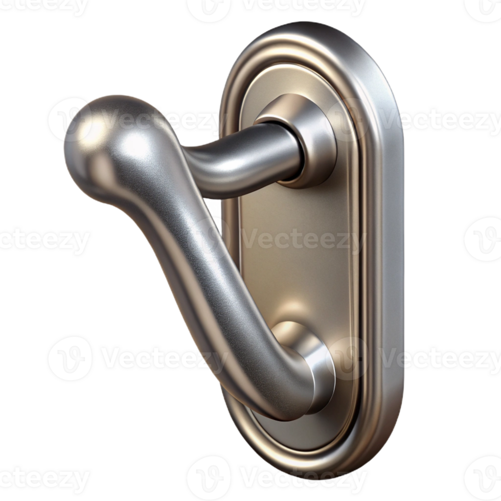 melancholic impressive Photorealistic, ultra-detailed isolated cutout of a single, tarnished, silver door handle with Transparent Background exclusive png
