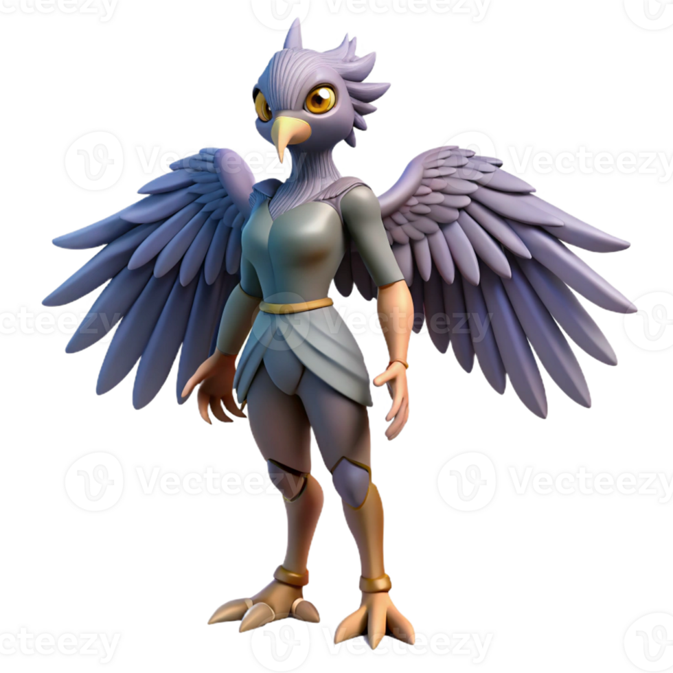 quintessential art deco Harpy, bird-woman creature with Transparent Background elite png