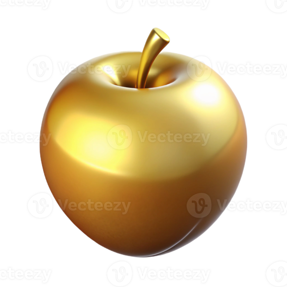 exceptional retro Golden Apple of Discord with Transparent Background 8K png