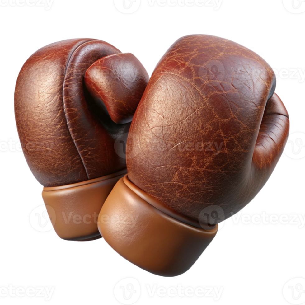 impressive victorian A pair of boxing gloves made of worn leather with Transparent Background original png