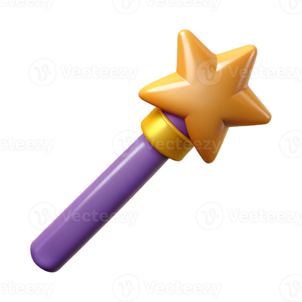 romantic fascinating Concept art style, isolated cutout of a single, stylized magic wand with Transparent Background ultra HD png