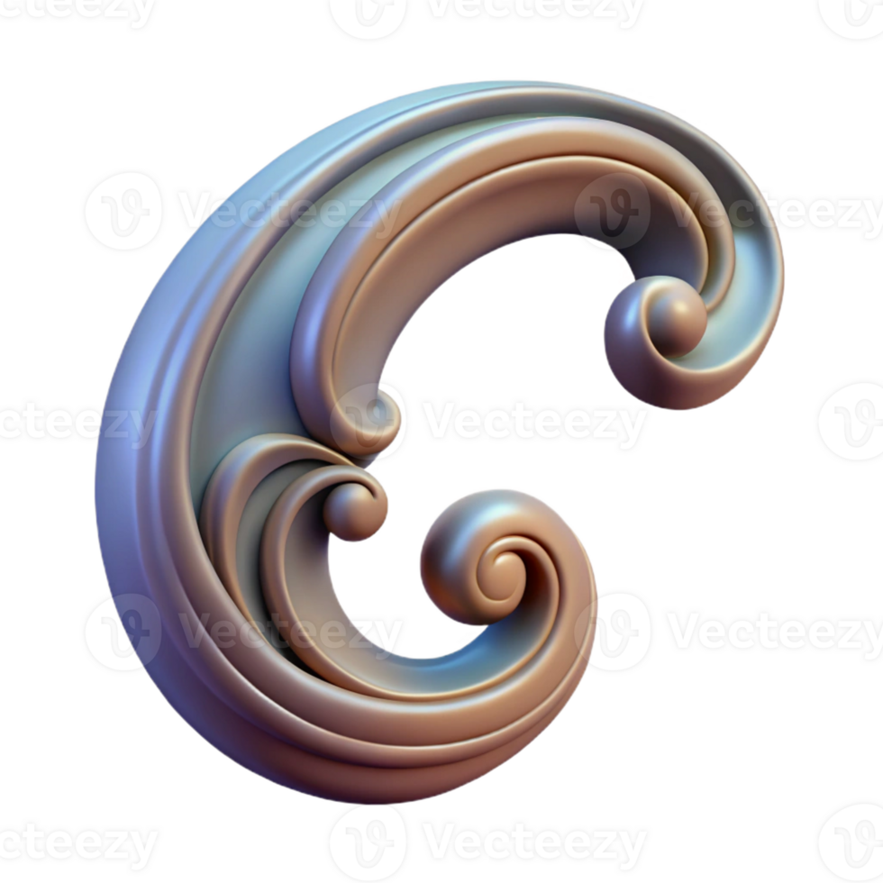 sought-after organic Ultra-detailed, hyper-specific isolated cutout of a single Art Nouveau whiplash curve ornament, professional render, concept art style with Transparent Background refined png