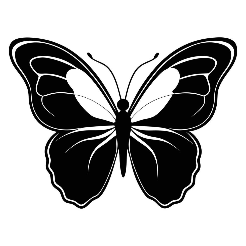 The symbol of a flying black stylized butterfly vector