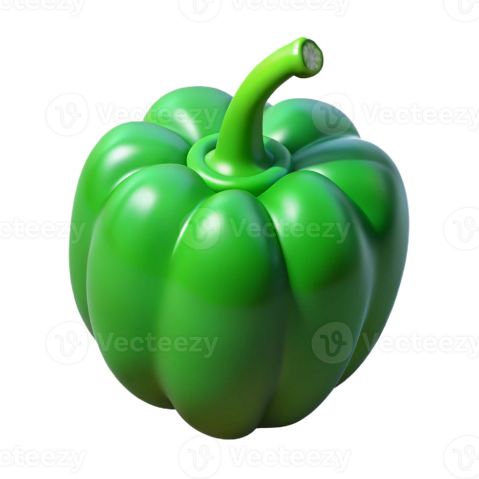 iconic elegant Green bell pepper with Transparent Background authentic png