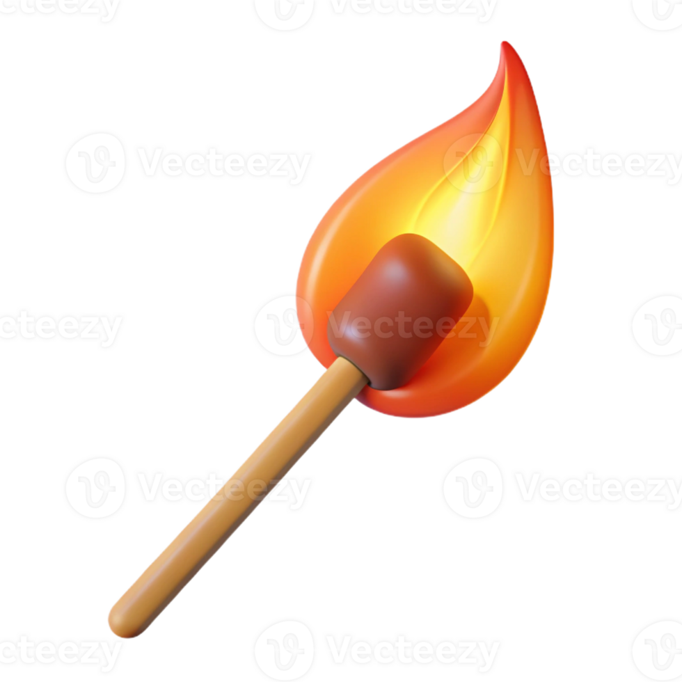 gorgeous vintage Photorealistic, professional render, isolated cutout, hyper-specific single, burning matchstick with Transparent Background artisan png
