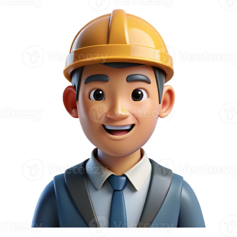 hypnotic joyful art deco Portrait of a skilled engineer, with Transparent Background 4K png