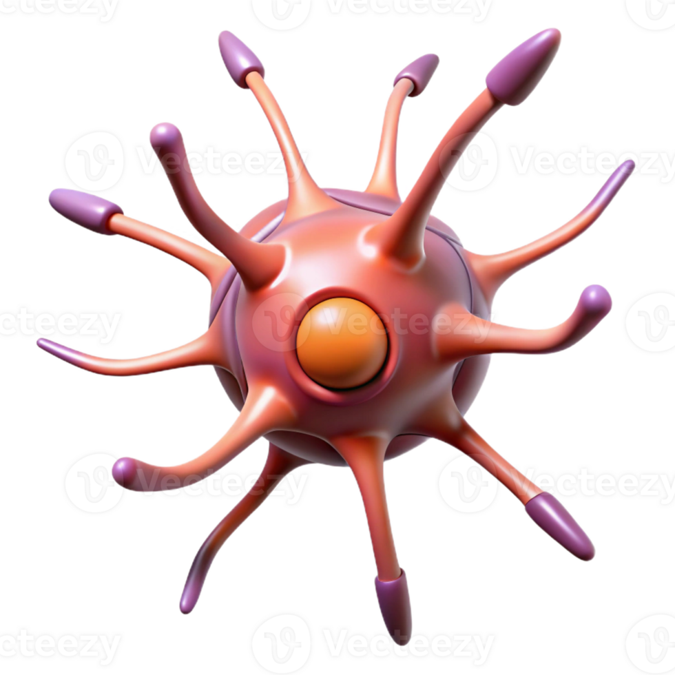 stunning tranquil baroque Hyper-specific professional render, isolated cutout, single neuron cell, scientifically accurate with Transparent Background original png