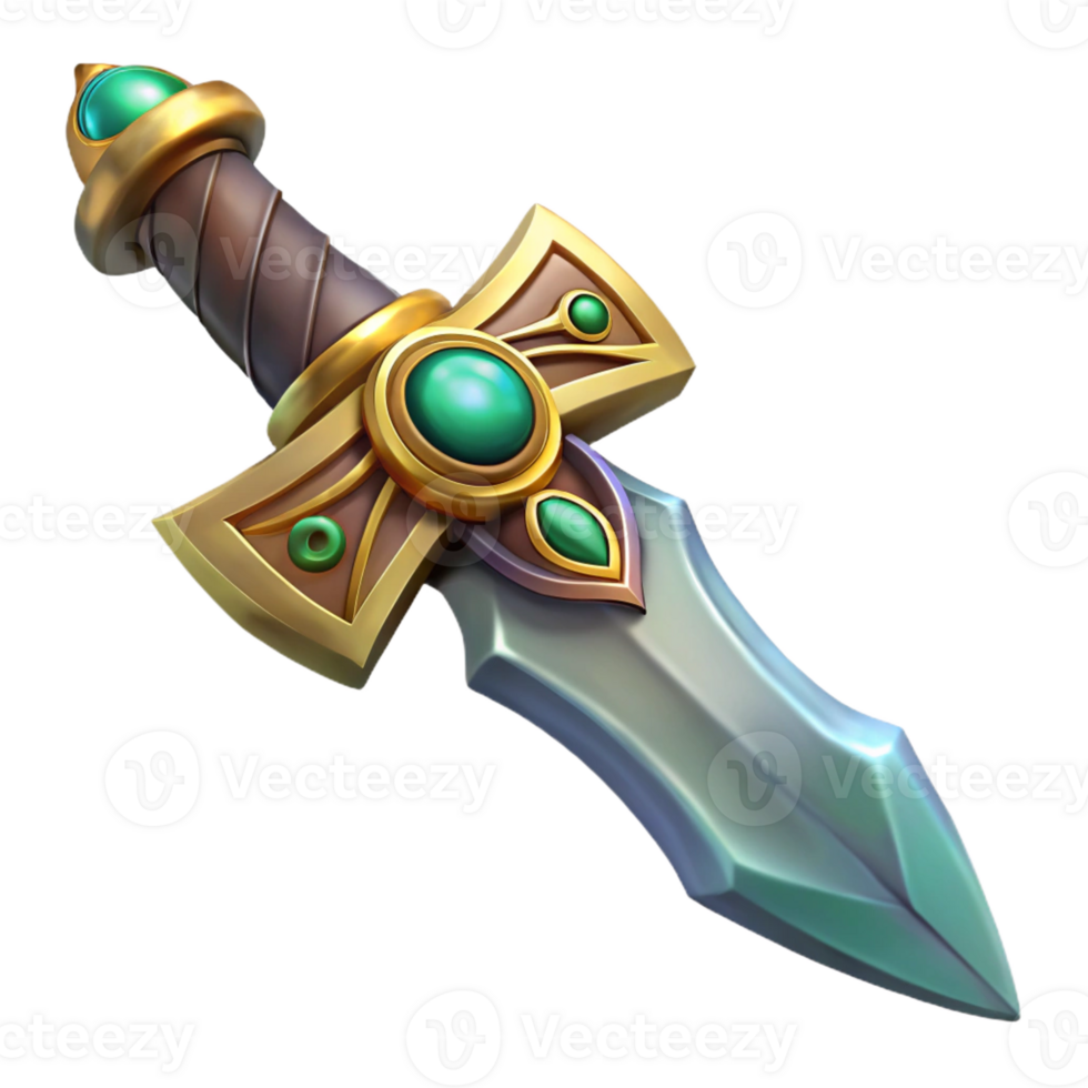 memorable victorian Concept art style, isolated cutout of a hyper-specific, ornate elven dagger with a jeweled pommel and swirling engravings, professional render with Transparent Background refined png