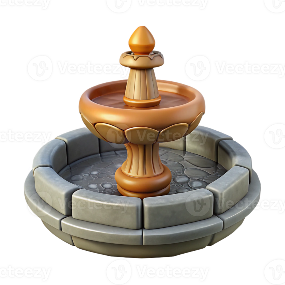 whimsical dramatic Stone fountain decorative sculpture, with Transparent Background elite png