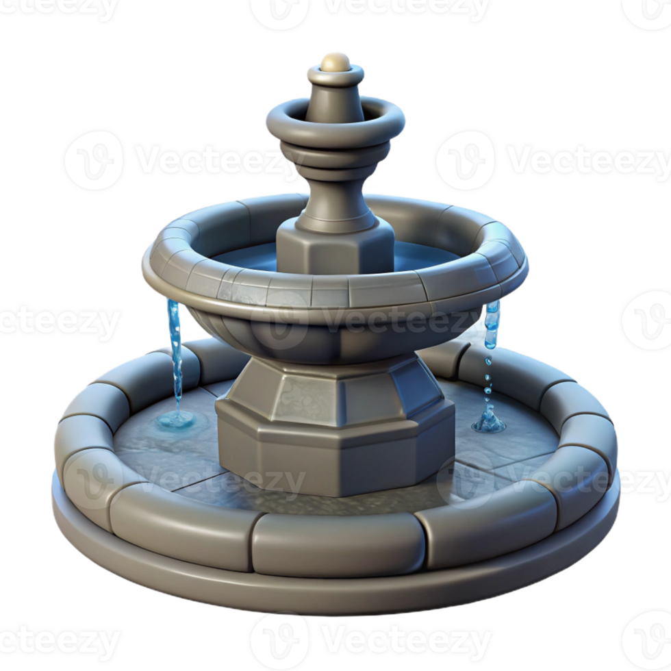 tranquil stunning Stone fountain decorative sculpture, with Transparent Background refined png