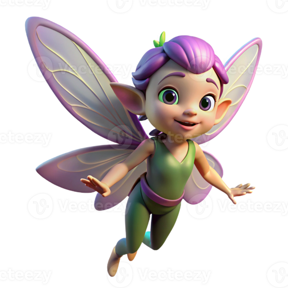 magnificent playful nordic A mischievous pixie, iridescent wings, playful expression with Transparent Background studio quality png