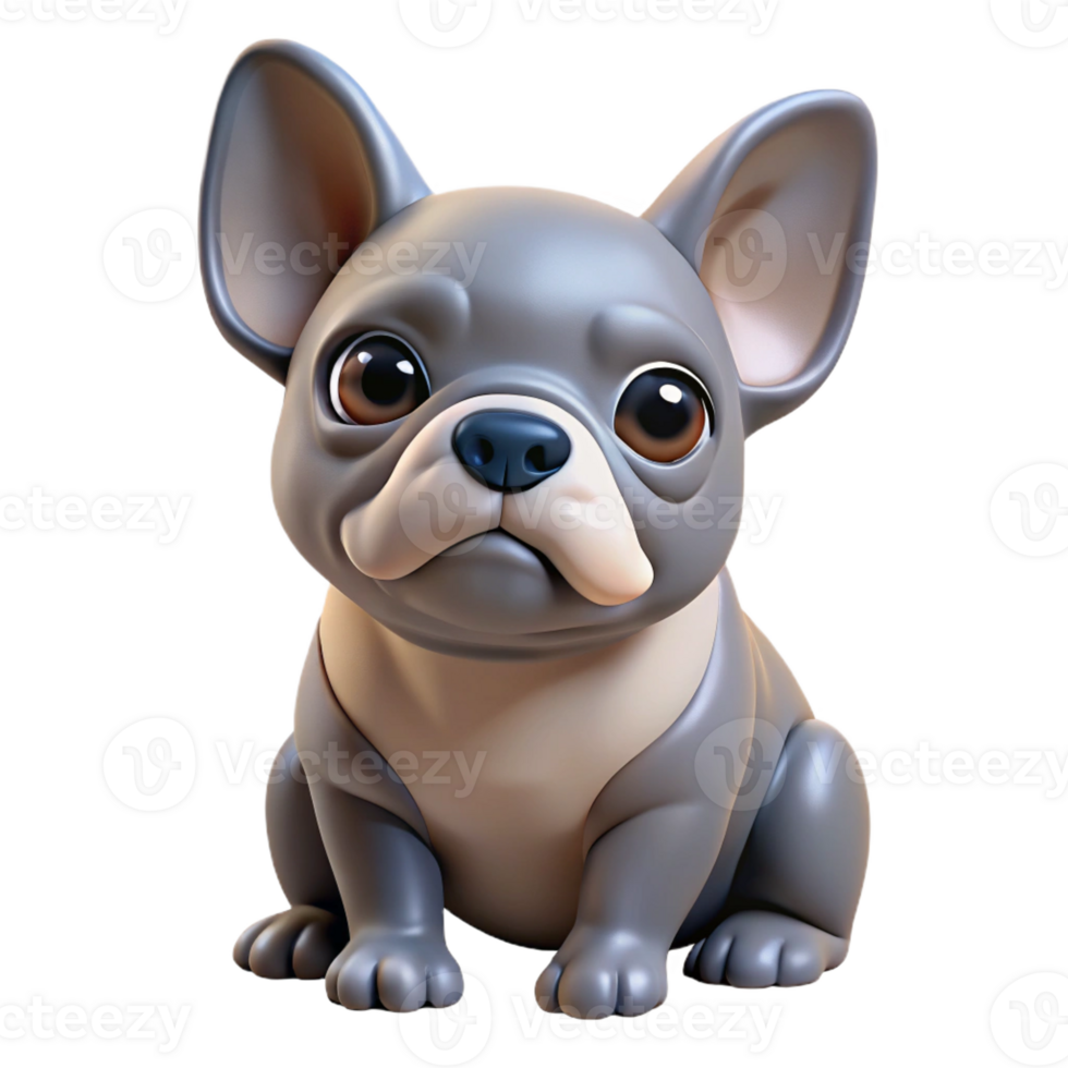 dramatic remarkable Ultra-detailed, photorealistic professional render of an isolated cutout of a single French bulldog puppy, sitting, tilting head with Transparent Background png