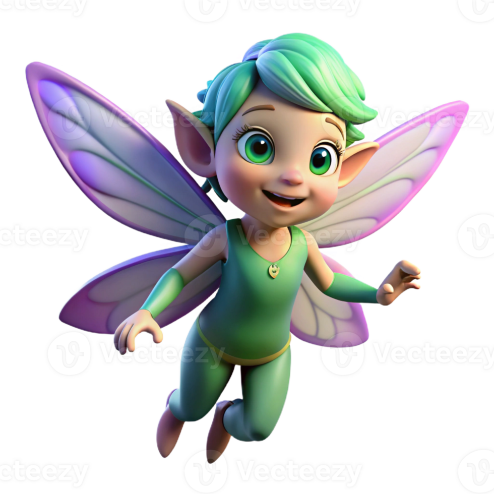 elegant rare A mischievous pixie, iridescent wings, playful expression with Transparent Background png