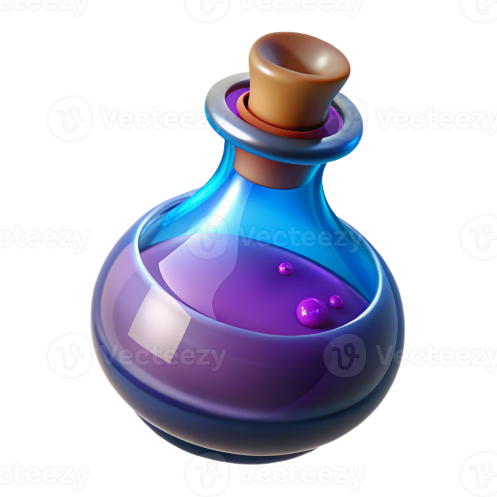impressive unparalleled A single, glowing potion bottle, swirling liquid inside with Transparent Background png