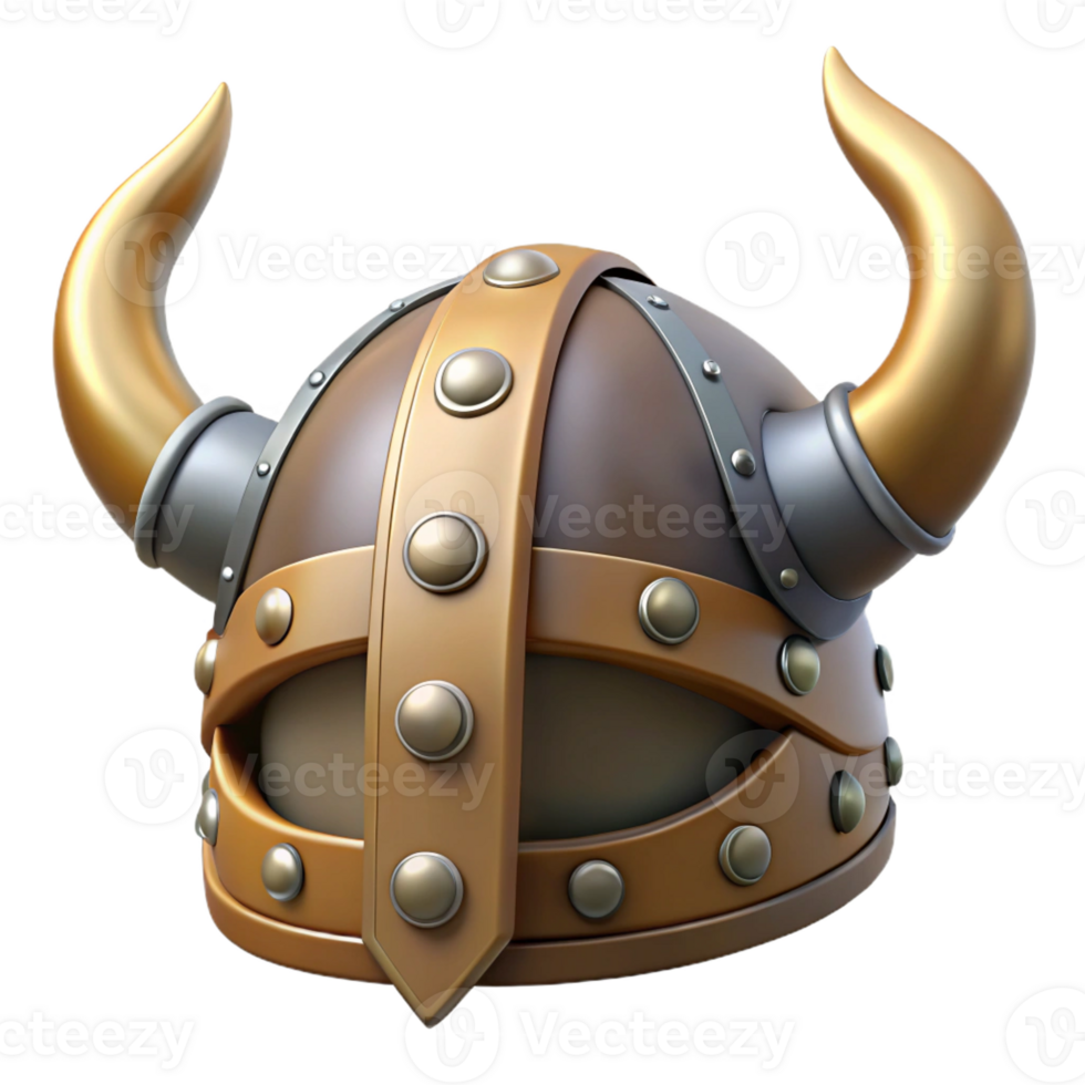 melancholic beautiful Photorealistic isolated cutout of a single, ornate Viking helmet, horned and detailed, isolated cutout with Transparent Background professional png