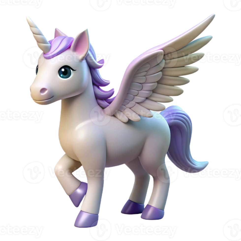 peaceful enchanting A winged unicorn, horn glowing, pure white coat with Transparent Background precision png