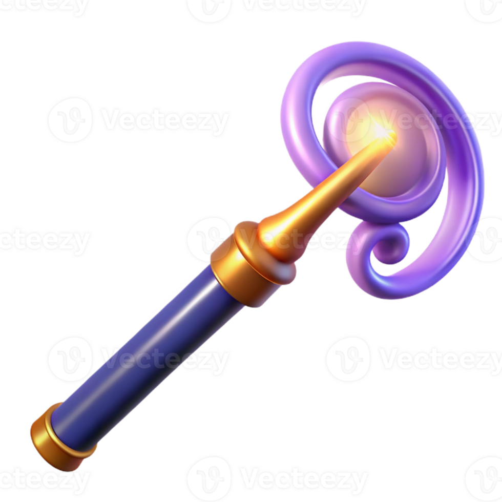 exemplary organic A gleaming magic wand, swirling energy emanating from the tip with Transparent Background expertly shot png