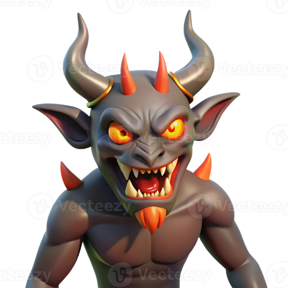 quintessential vintage A menacing demon, horns and claws, fiery eyes with Transparent Background high resolution png