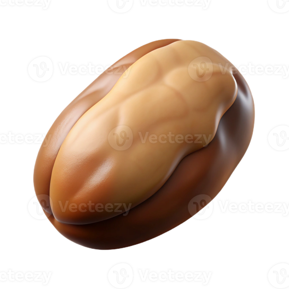mesmerizing reflective futuristic Photorealistic hyper-specific image of a single Brazil nut, shelled, with Transparent Background museum quality png