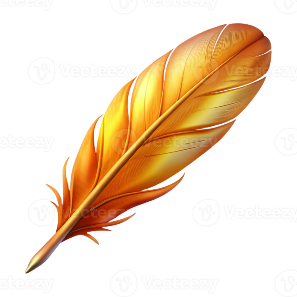 glorious harmonious artistic Ultra-detailed, photorealistic isolated cutout of a single, glowing phoenix feather, professional render with Transparent Background authentic png