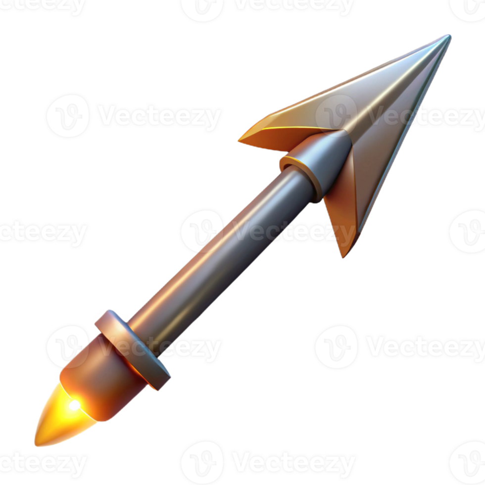 elegant baroque A detailed arrow, fletching and metal tip, magical glow with Transparent Background top-tier png