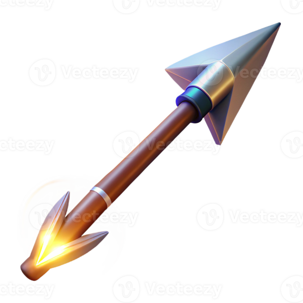 sought-after baroque A detailed arrow, fletching and metal tip, magical glow with Transparent Background exclusive png