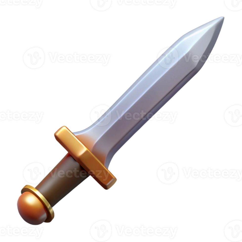 mysterious impressive A realistic sword, leather hilt, sharp blade with Transparent Background high quality png