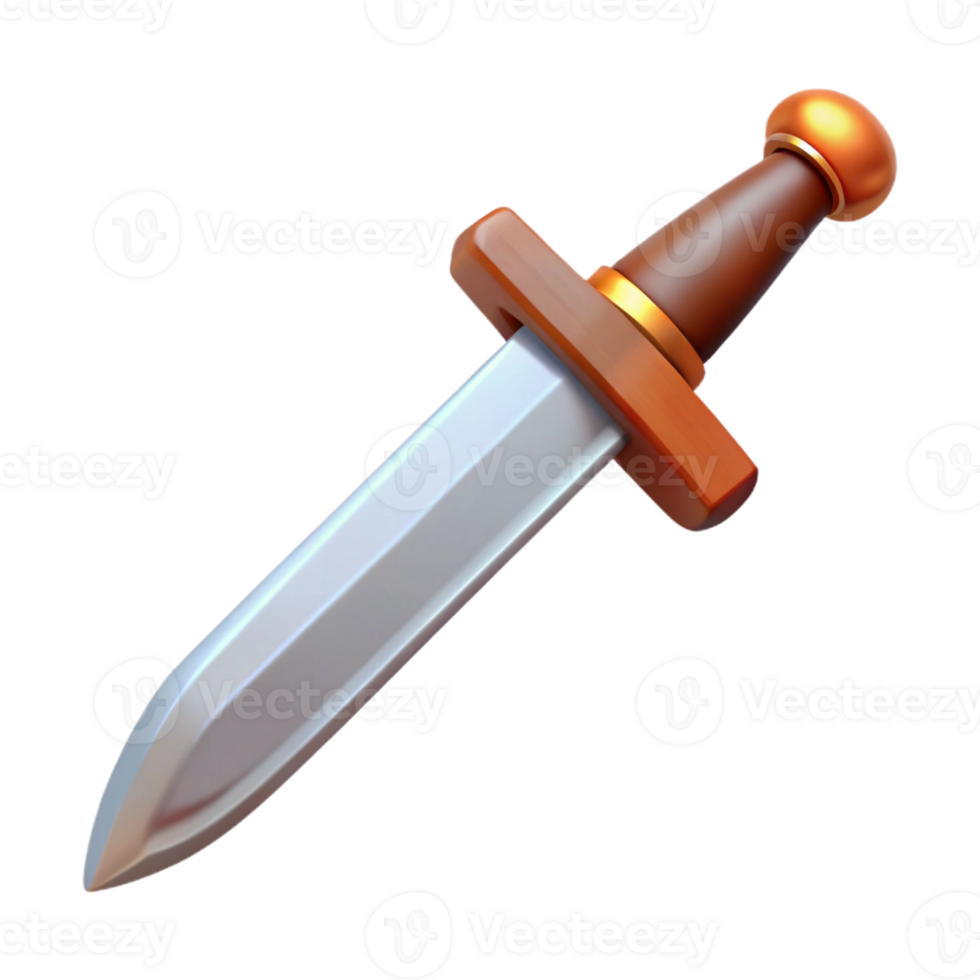 iconic renaissance A realistic sword, leather hilt, sharp blade with Transparent Background studio quality png
