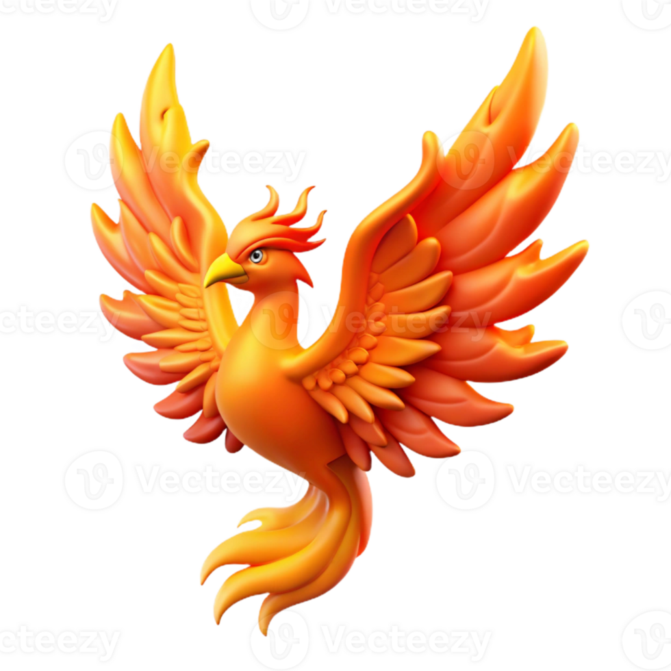 extraordinary distinctive A stylized phoenix, fiery wings, rising from ashes ashes not shown with Transparent Background png