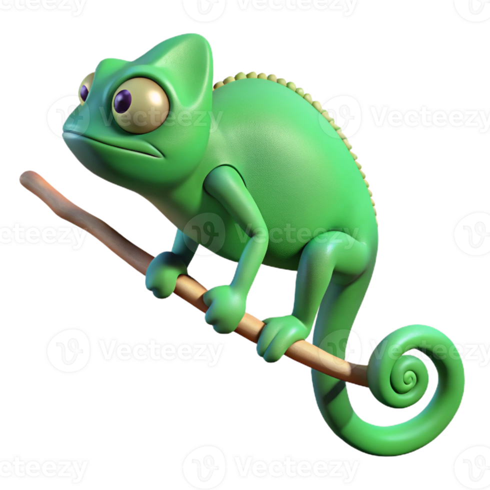 dramatic rustic Hyper-specific concept art style, isolated cutout professional render of a single chameleon gripping a thin branch, changing color with Transparent Background sharp png