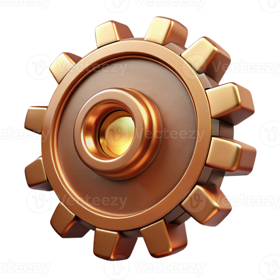 stunning classic Steampunk gear cog with intricate teeth and copper finish with Transparent Background elite png